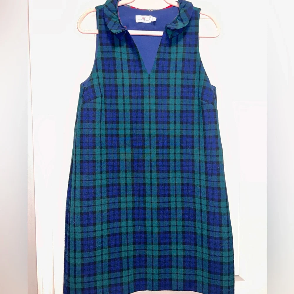 Vineyard Vines Blue and Green Plaid Midi Dress - Picture 2 of 7